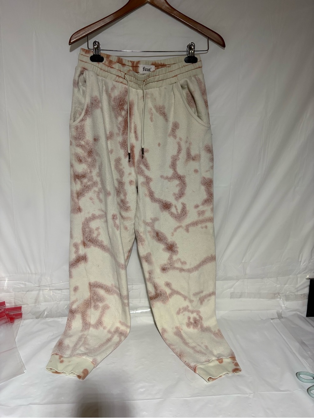 feat Tie-Dye Lounge Sweatpants in Cream & Rust Accents